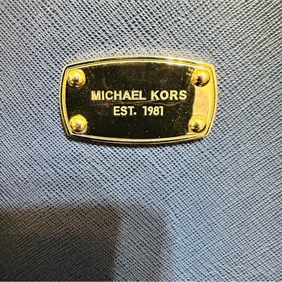 Michael Kors Satchel in Blue with Elegant Gold Tone Accents Crossbody Bag - Picture 7 of 14